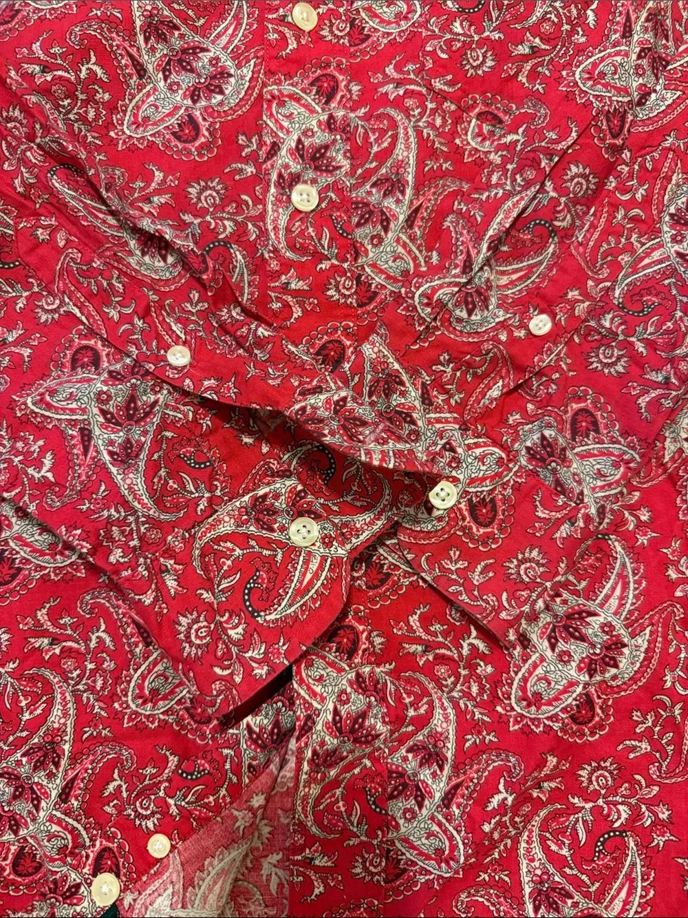 Vintage J. Crew Red Paisley Button-Down Shirt 100% Cotton